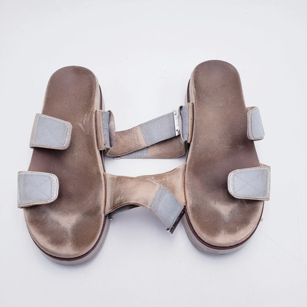 Vionic Brandie Metallic Champagne‎ Leather Platform Slide Sandals Size 7